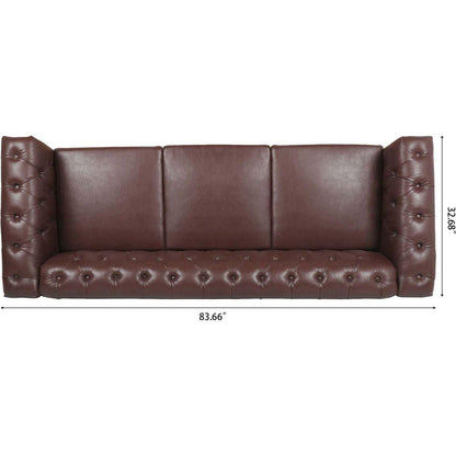 83.66 Inch Width Traditional Square Arm removable cushion 3 seater Sofa