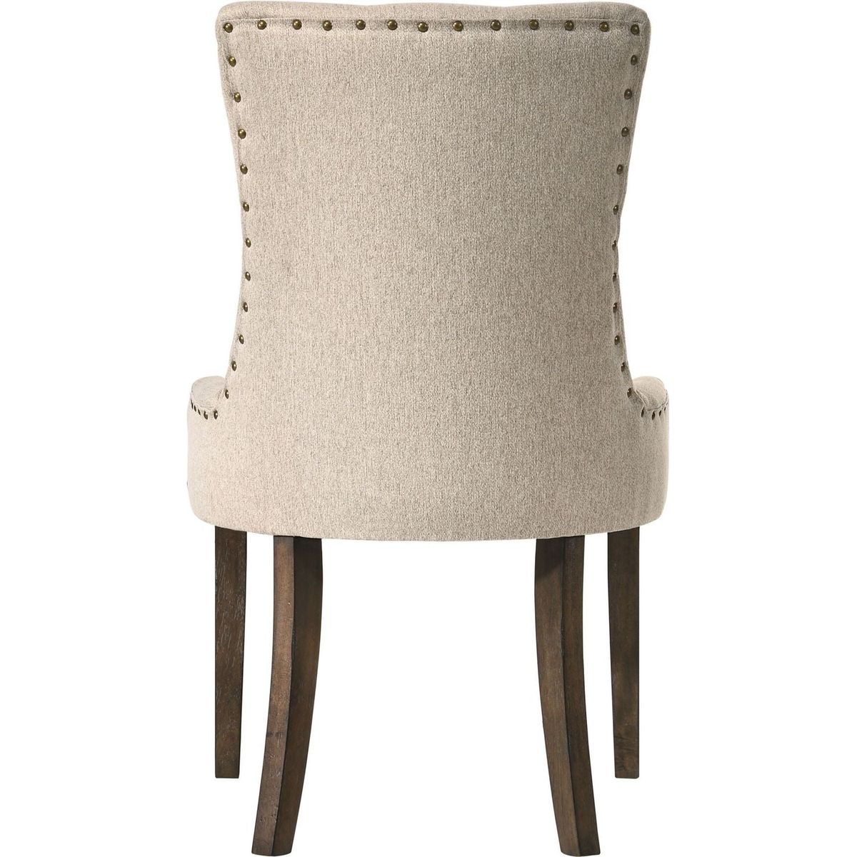 Farren Side Chair, Beige Fabric & Espresso Finish