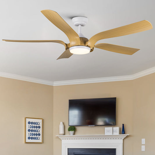 Smart 56" Integrated LED Ceiling Fan with Antique Wood in Floral Shape