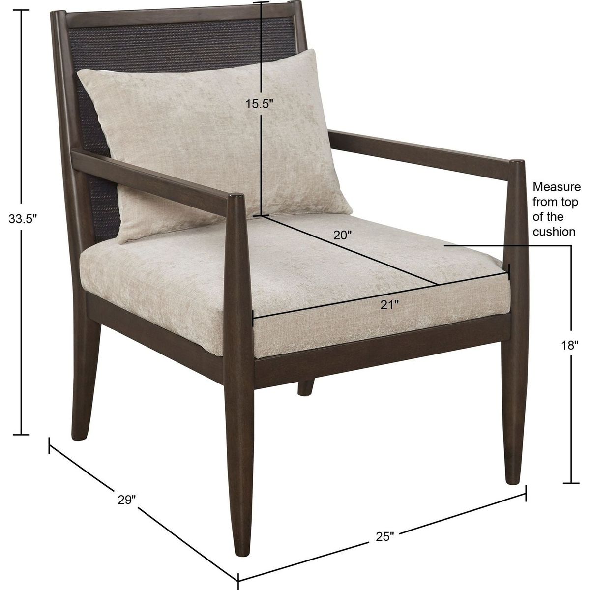 Lillie Handcrafted Seagrass Back Armchair with Removable Seat Cushion and Back Pillow