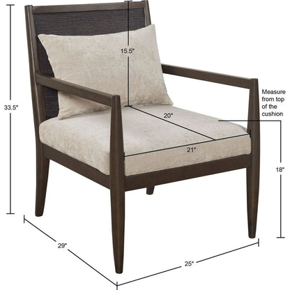 Lillie Handcrafted Seagrass Back Armchair with Removable Seat Cushion and Back Pillow