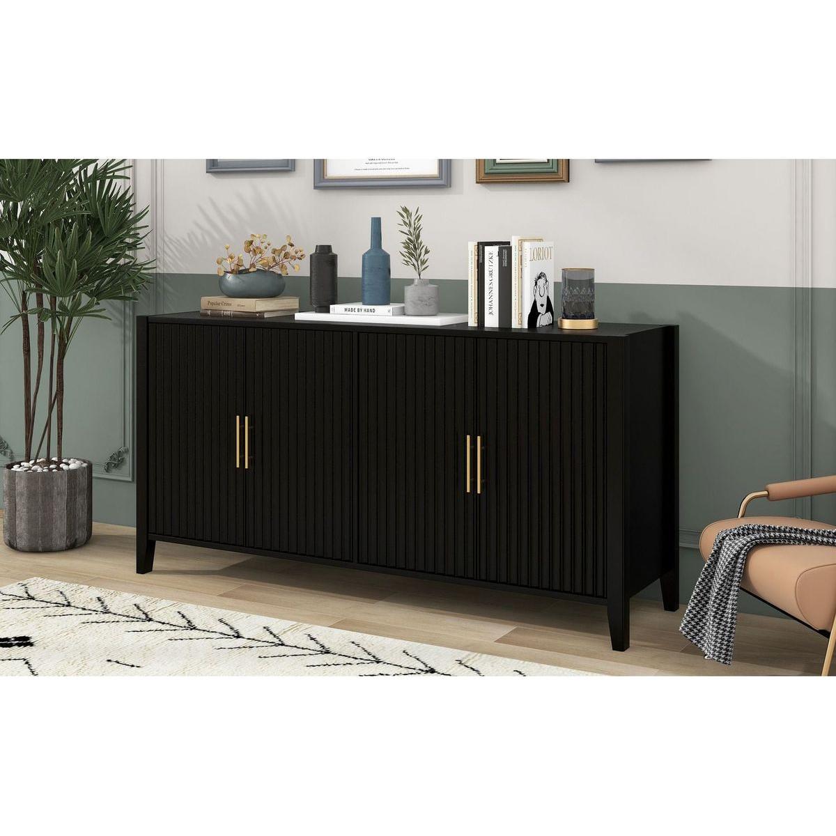 Accent Storage Cabinet Sideboard Wooden Cabinet with Metal Handles for Hallway, Entryway, Living Room, Bedroom