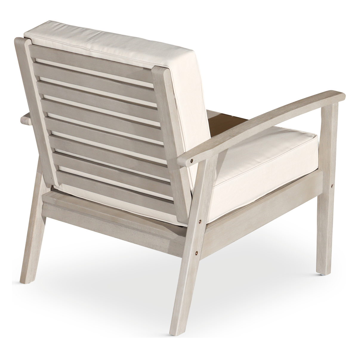 Deep Seat Eucalyptus Chair, Driftwood Gray Finish, Navy Cushions