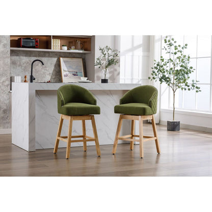 Bar Stools Set of 2 Counter Height Chairs with Footrest for Kitchen, Dining Room And 360 Degree Swivel