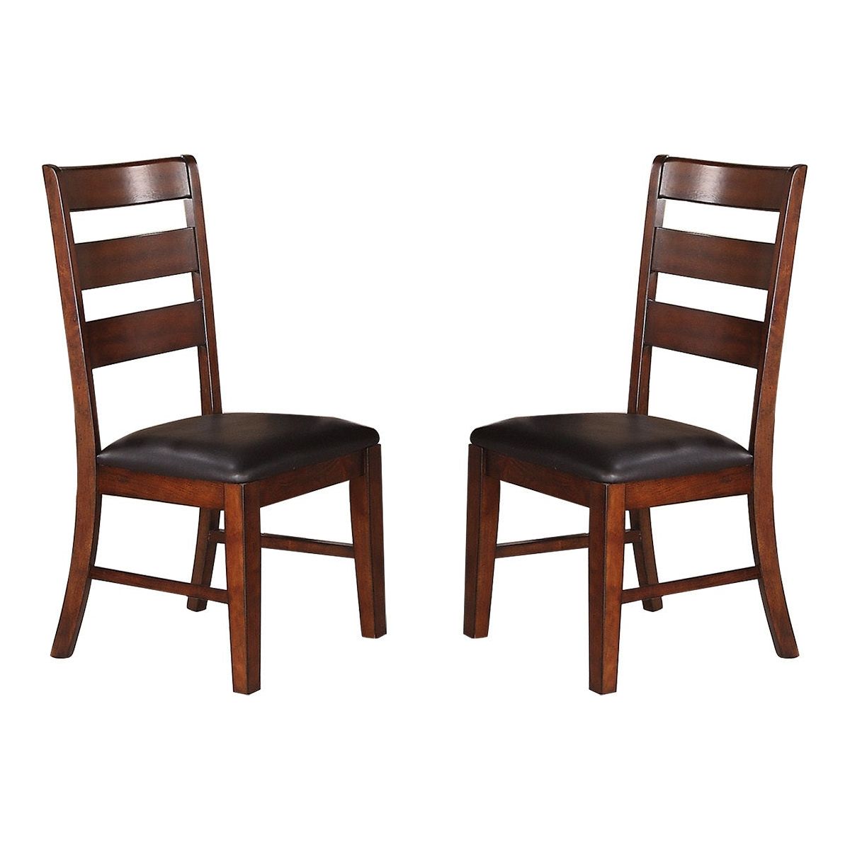 Sara Ladder Back Dining Side Chairs in Brown, Set of 2