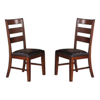 Sara Ladder Back Dining Side Chairs in Brown, Set of 2