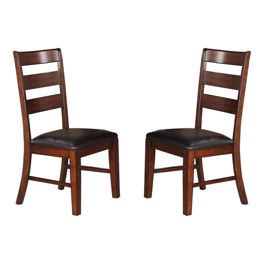 Sara Ladder Back Dining Side Chairs in Brown, Set of 2