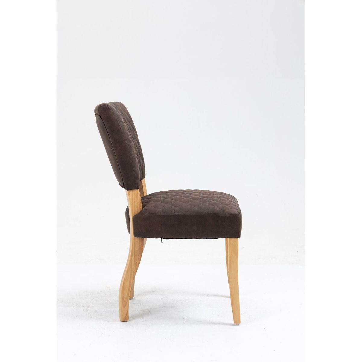 Upholstered Diamond Stitching Leathaire Dining Chair with Solid Wood Legs BROWN