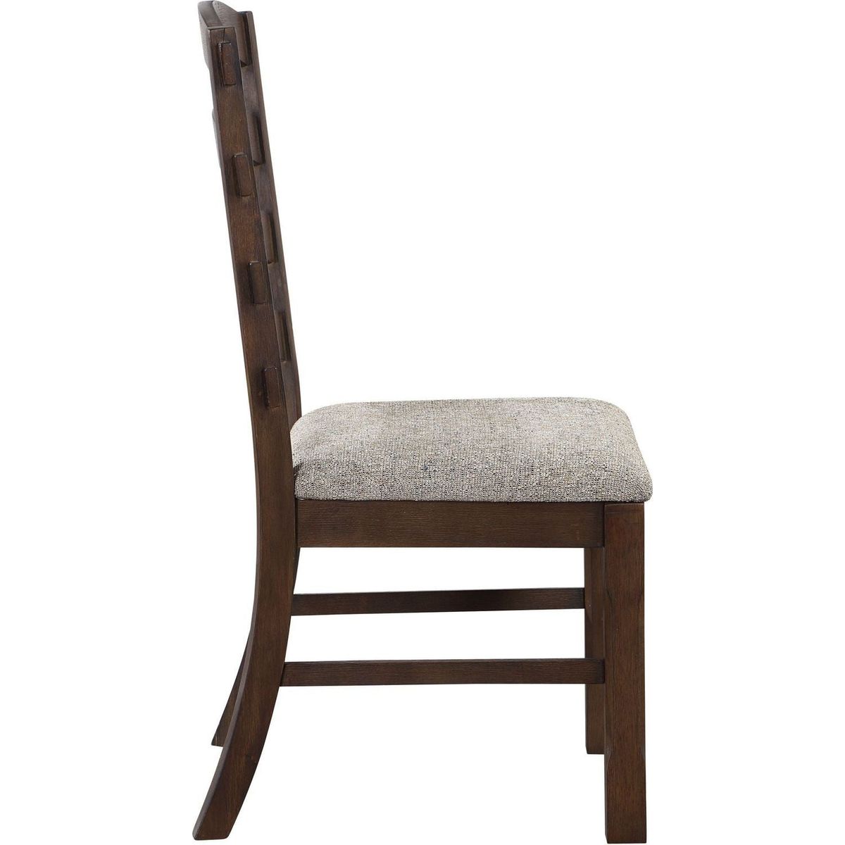 Pascaline Side Chair (Set-2), Gray Fabric, Rustic Brown & Oak Finish