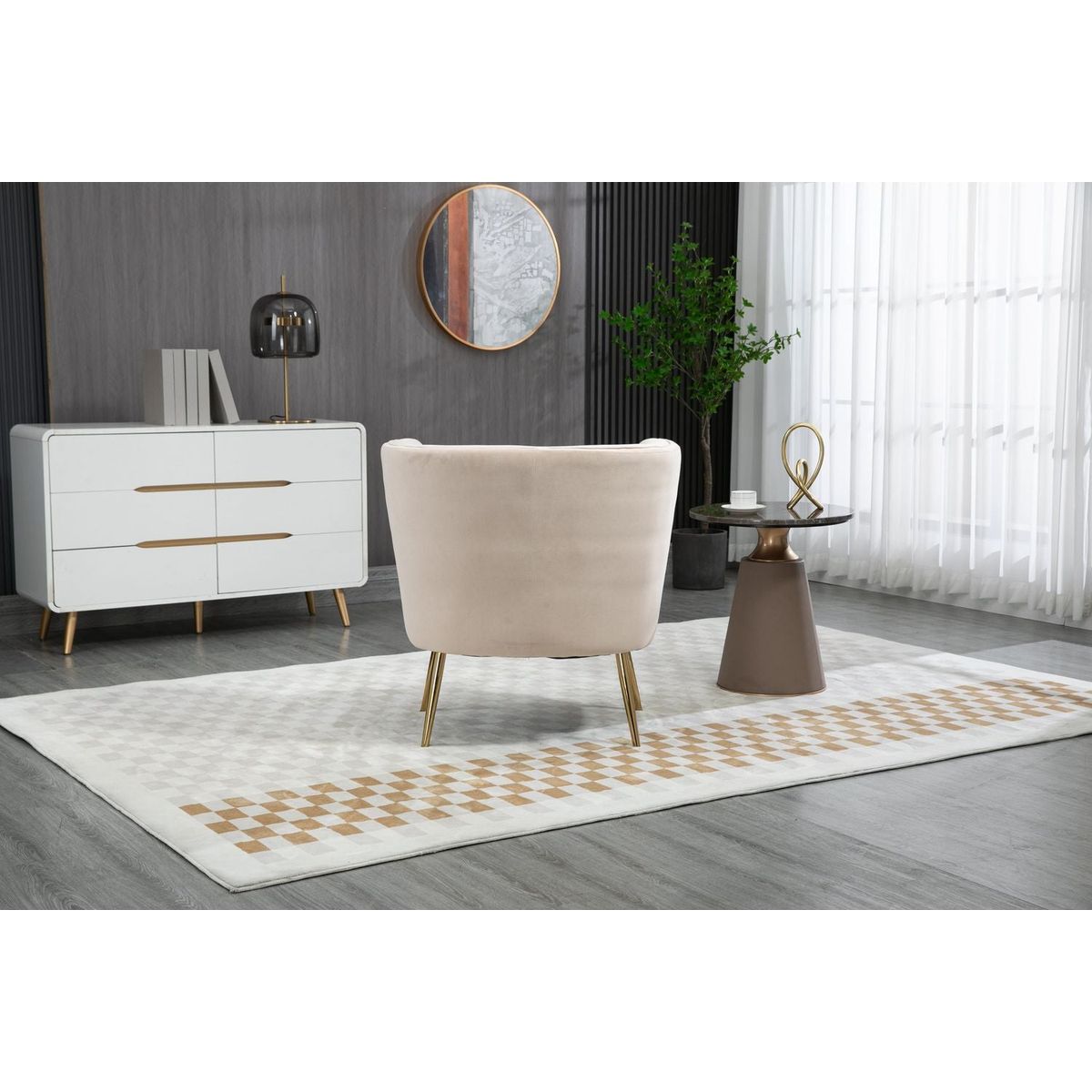 Accent Chair, leisure single chair with Golden feet