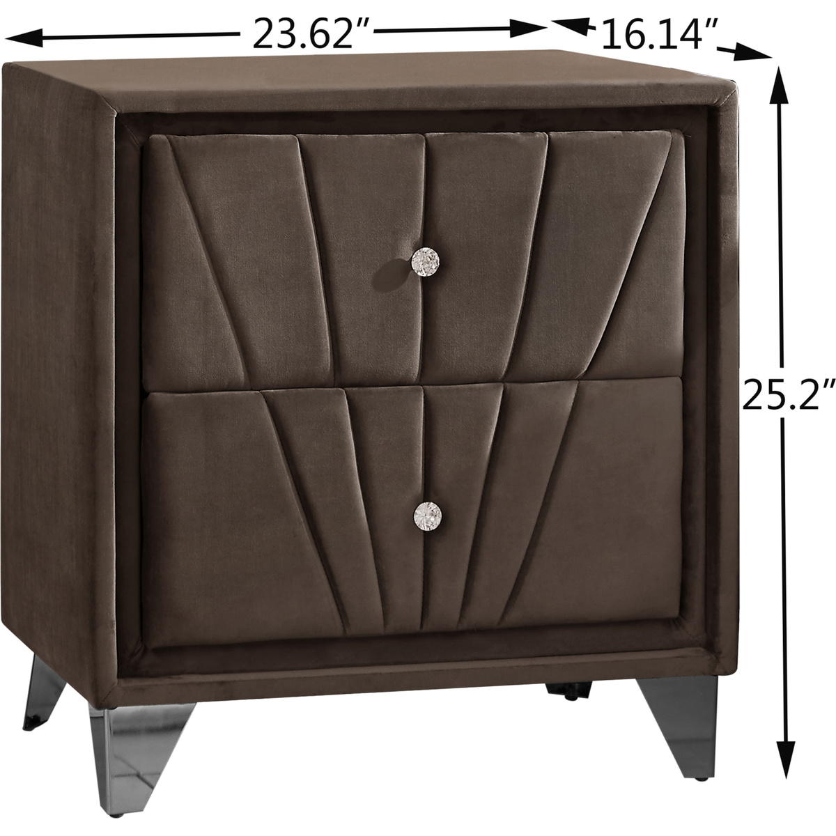 Simple beautiful double-decker nightstand, metal legs with Electroplate, Brown Flannelette