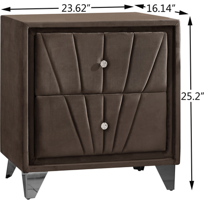 Simple beautiful double-decker nightstand, metal legs with Electroplate, Brown Flannelette