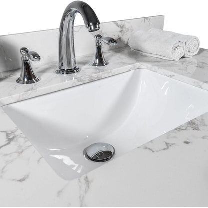 31inch bathroom vanity top stone carrara white new style tops with rectangle undermount ceramic sink and back splash with 3 faucet hole for bathrom cabinet