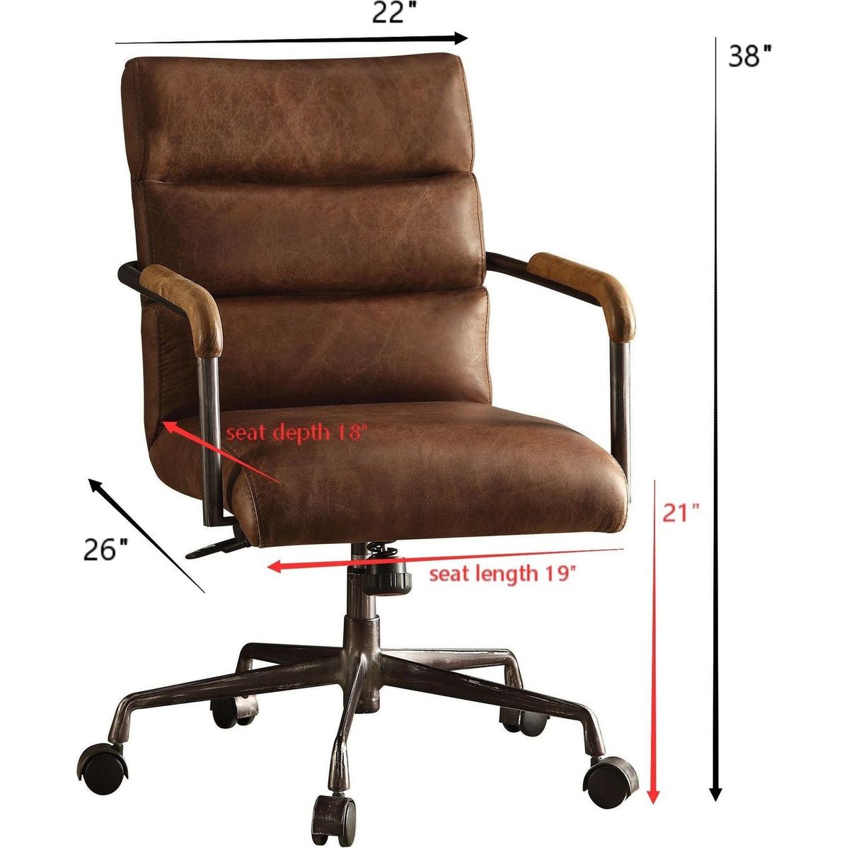 Harith Office Chair in Retro Brown Top Grain Leather