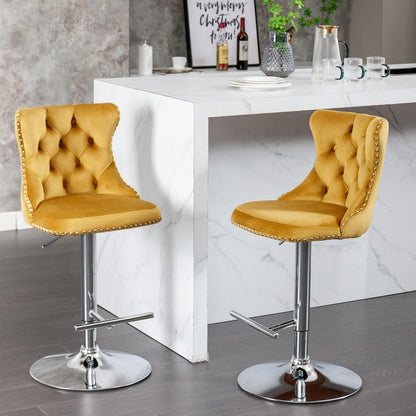Swivel Velvet Barstools Adjustable Seat Height from 25-33 Inch - Streamdale Furniture