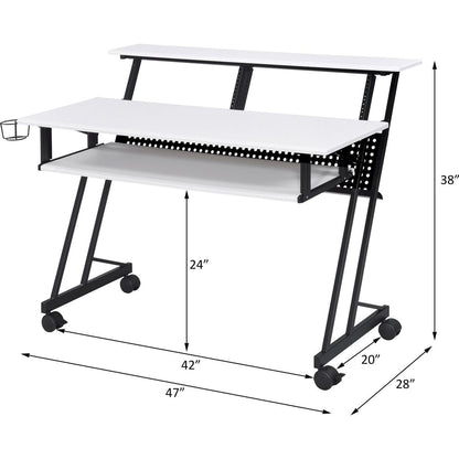 Suitor Computer Desk, White & Black