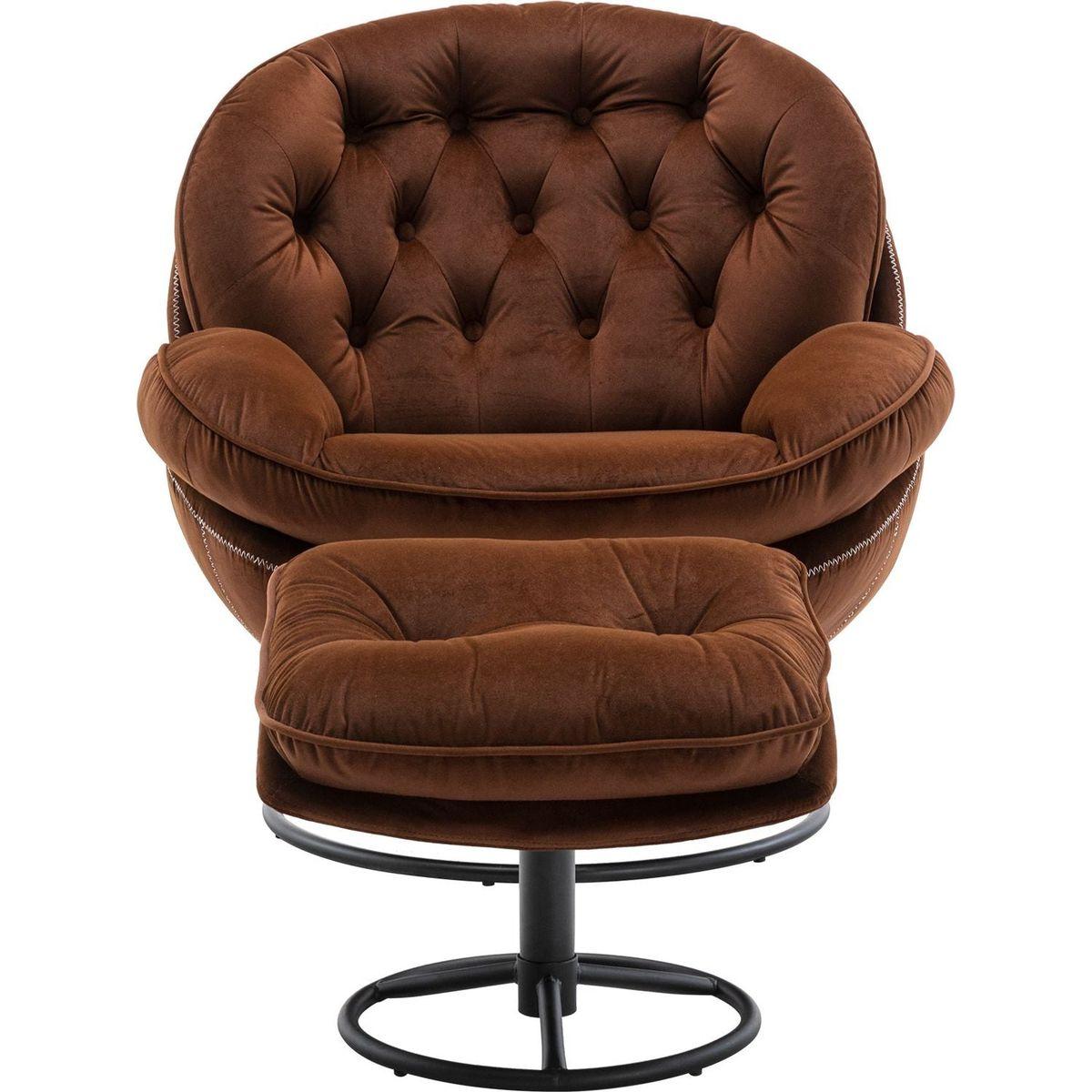 Accent chair TV Chair Living room Chair with Ottoman-BROWN