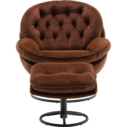 Accent chair TV Chair Living room Chair with Ottoman-BROWN