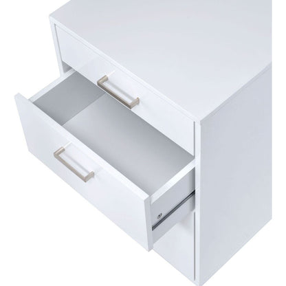 Coleen File Cabinet in White High Gloss & Chrome