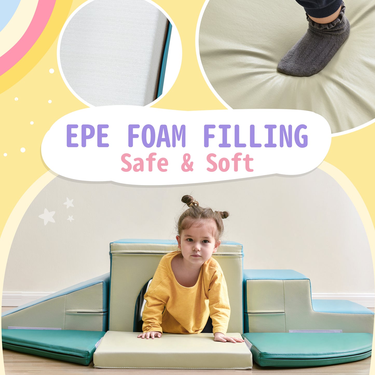 Soft Climb and Crawl Foam Playset 9 in 1, Safe Soft Foam Nugget Block for Infants, Preschools, Toddlers, Kids Crawling and Climbing Indoor Active Play Structure