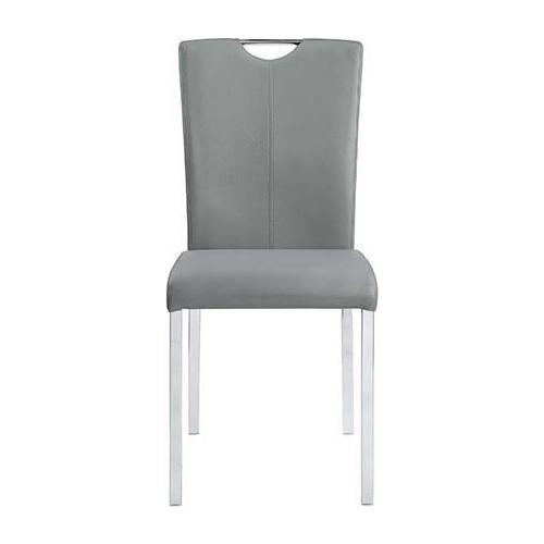 Pagan Side Chair (Set-2) in Gray PU & Chrome Finish