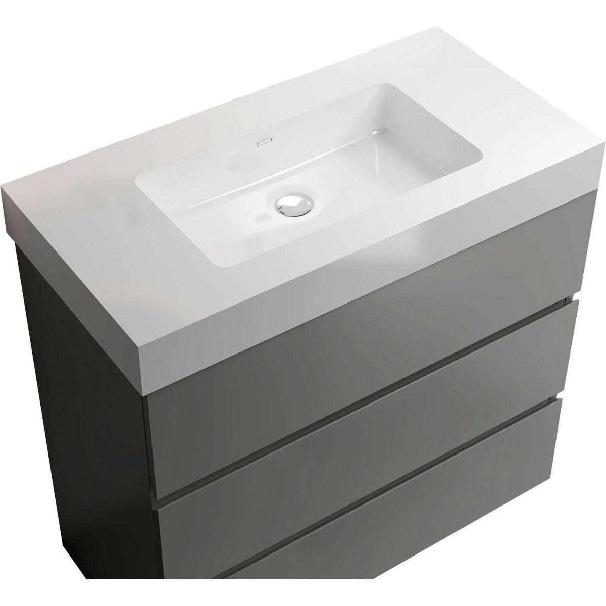 Alice 36" Gray Bathroom Vanity with Sink, Large Storage Freestanding Bathroom Vanity for Modern Bathroom, One-Piece White Sink Basin without Drain and Faucet