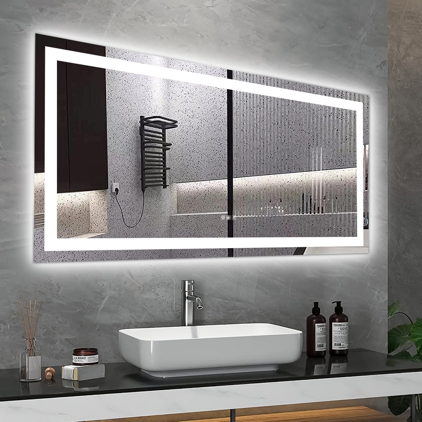 LED Bathroom Mirror 60x 32 Inch with lights, anti-Fog & Dimming Led Bathroom Vanity Mirror