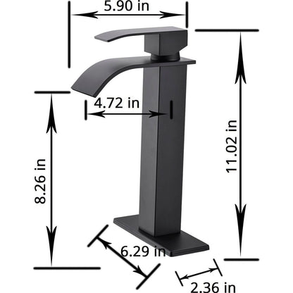 Waterfall Spout Bathroom Faucet, Single Handle Bathroom Vanity Sink Faucet