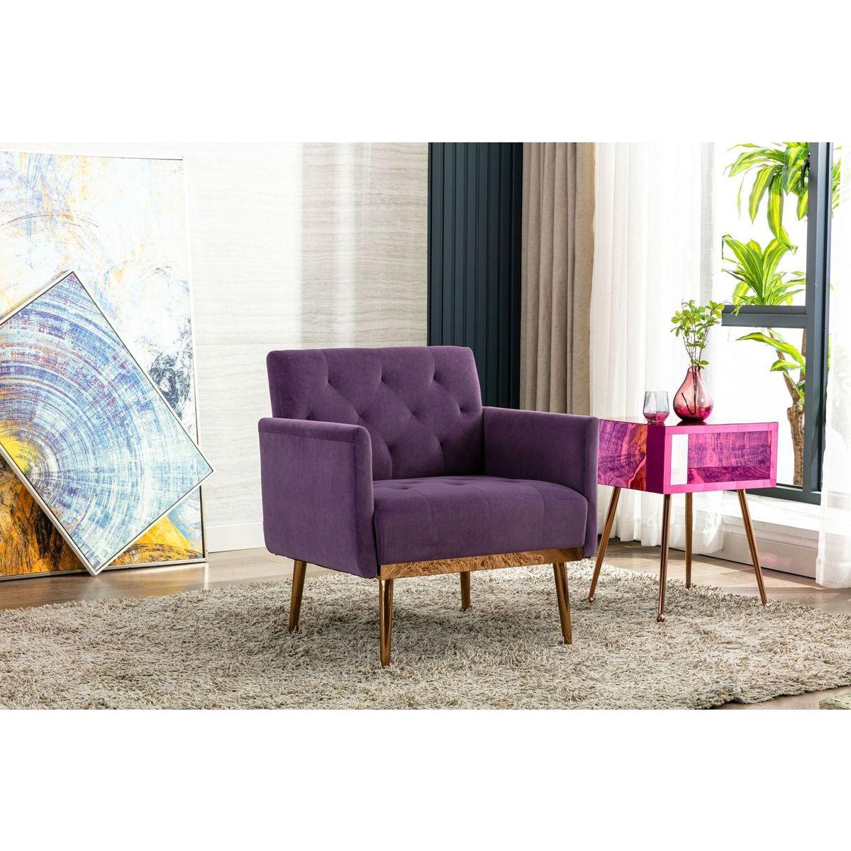 Accent Chair, leisure single sofa with Rose Golden feet