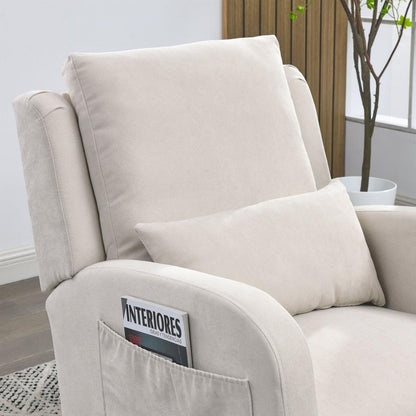 27.5" W Modern Accent High Back Living Room Casual Armchair Rocker with One Lumbar Pillow, Two Side Pockets.