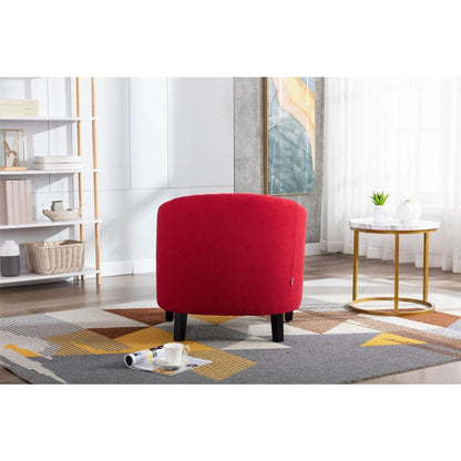 accent Barrel chair living room chair with nailheads and solid wood legs Red Linen