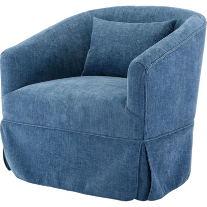 degree Swivel Accent Armchair Linen Blend Blue