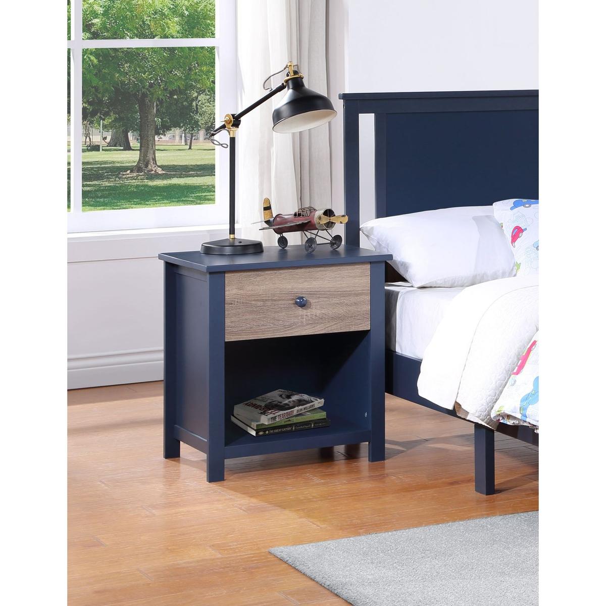 Connelly Nightstand Midnight Blue/Vintage Walnut