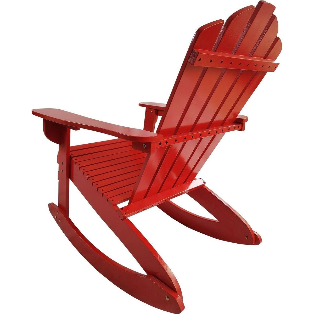 Reclining Wooden Outdoor Rocking Adirondack chair, Red