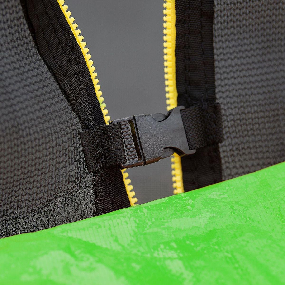 14FT Trampoline with Basketball Hoop Inflator and Ladder (Inner Safety Enclosure) Green - Streamdale Furniture