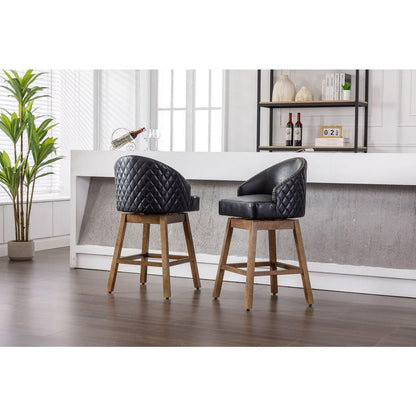 Bar Stools Set of 2 Counter Height Chairs with Footrest for Kitchen, Dining Room And 360 Degree Swivel