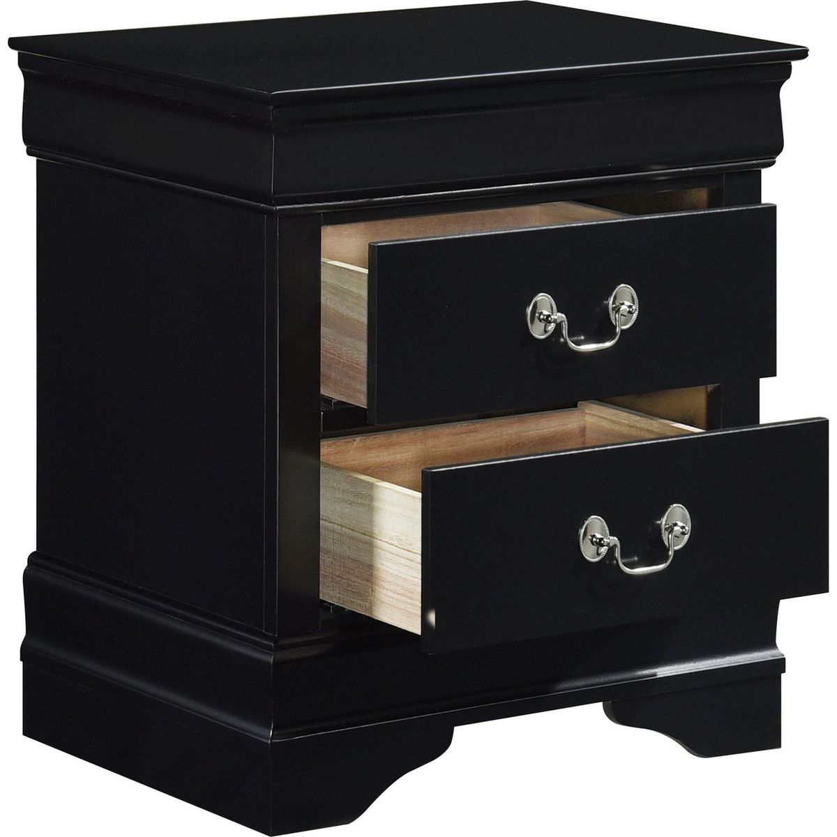 Classic Louis Philippe Style Black Finish 1pc Nightstand of Drawers Traditional Design Bedroom Furniture