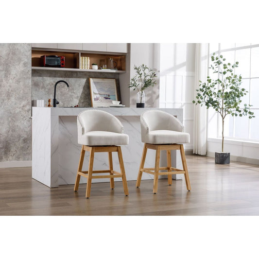 Bar Stools Set of 2 Counter Height Chairs with Footrest for Kitchen, Dining Room And 360 Degree Swivel