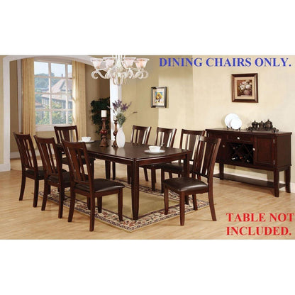 Set of 2 Side Chairs Dark Espresso Finish Solid wood Kitchen Dining Room Furniture Padded Leatherette Seat Unique back