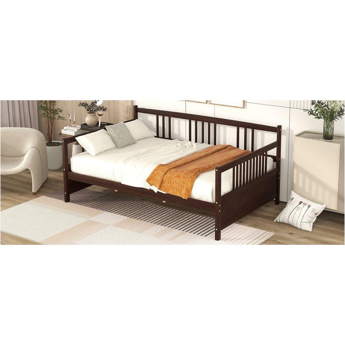 Full Size Daybed with Support Legs, Espresso - Streamdale Furniture