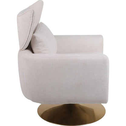 Classic Mid-Century 360-degree Swivel Accent Chair, Beige Linen