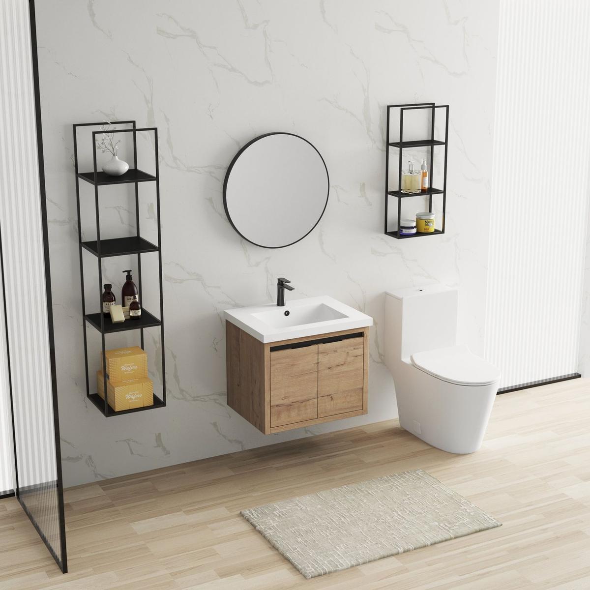 Bathroom Cabinet With Sink, Soft Close Doors, Float Mounting Design, 24 Inch For Small Bathroom, 24x18