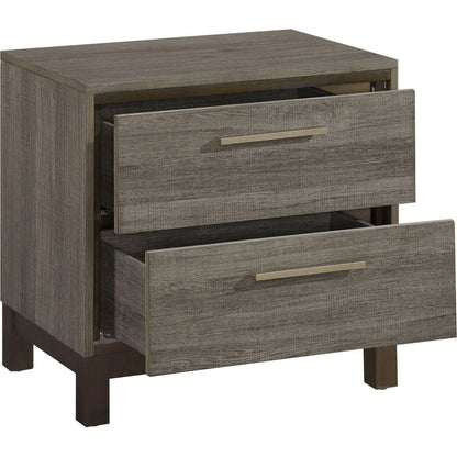 Contemporary Styling 1pc Nightstand of 2x Drawers w Antique Bar Pulls Two-Tone Finish Wooden Bedroom Furniture