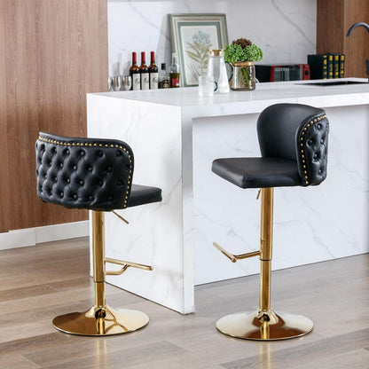 Swivel Barstools Adjusatble Seat Height, Modern PU Upholstered Bar Stools with the whole Back Tufted, for Home Pub and Kitchen Islandlack, Set of 2)