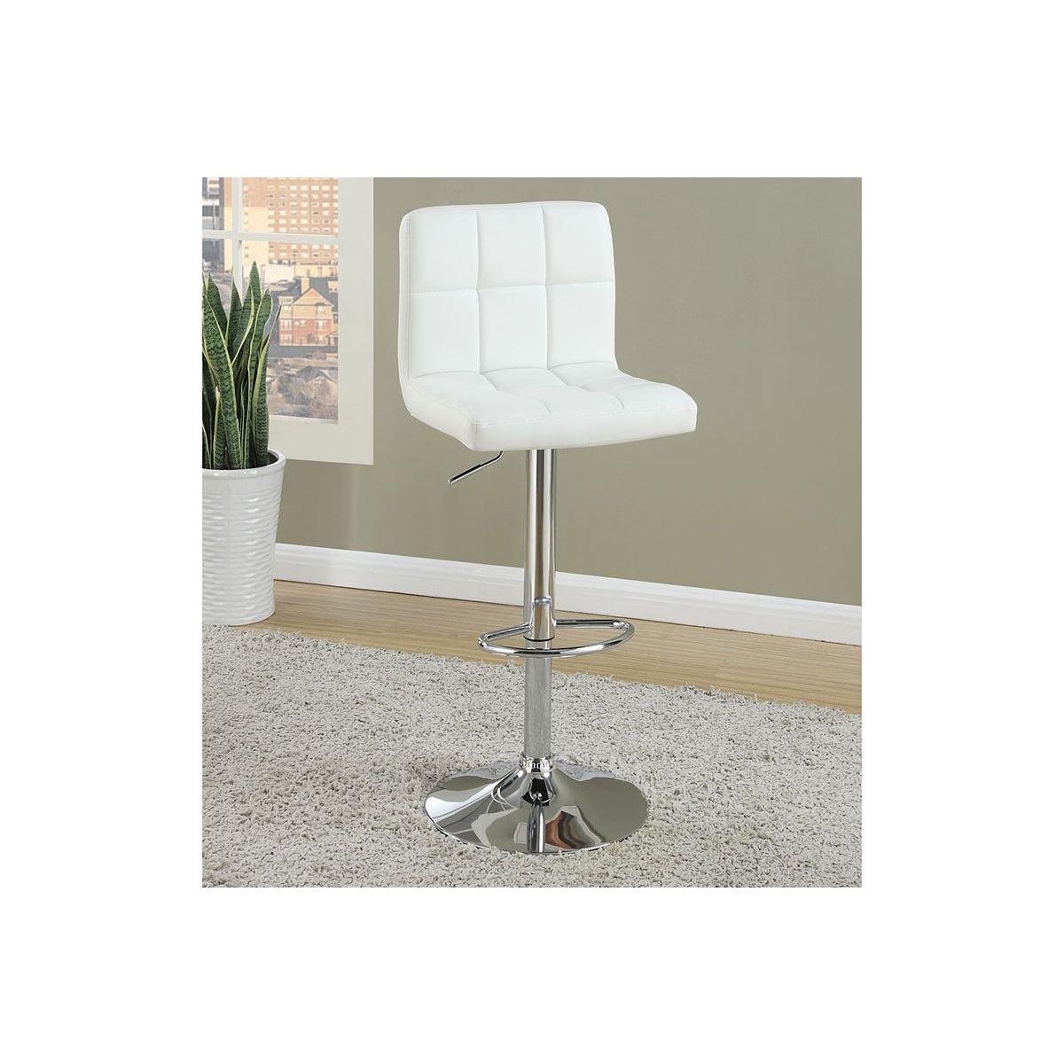 White Faux Leather Bar Stool Counter Height Chairs Set of 2 Adjustable Height Kitchen Island Stools Modern