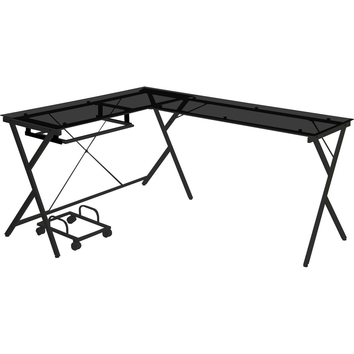 Dazenus Computer Desk in Black Glass & Black Finish