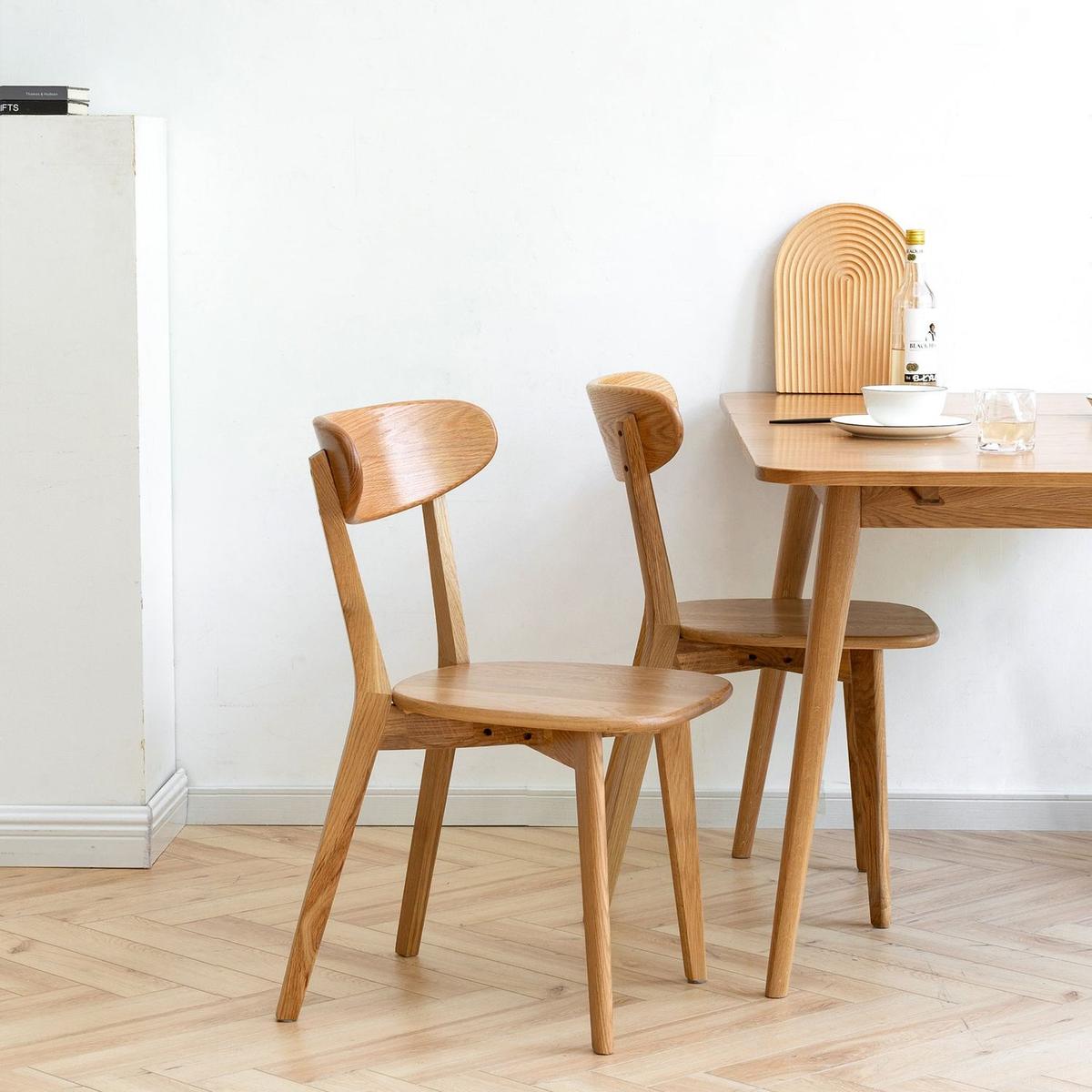 Dining chair wooden FAS grade oak natural wood made in North America 100% dirt-free wood chair solid chair table chair wooden living room chair simple and natural 46.5 x 54 x 80cm