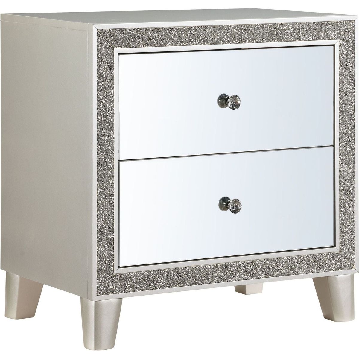 Sliverfluff Nightstand, Mirrored & Champagne Finish