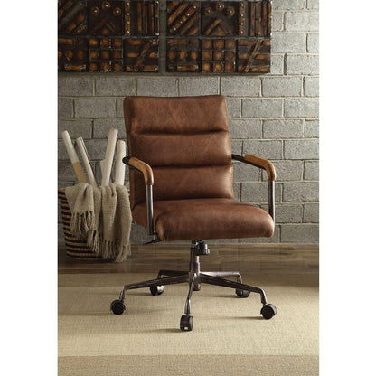 Harith Office Chair in Retro Brown Top Grain Leather