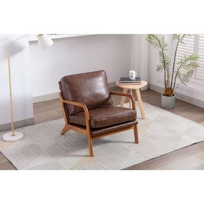 Wood Frame Armchair, Modern Accent Chair Lounge Chair for Living Room